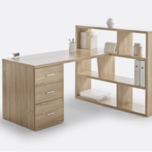 StudyMaster - Diseño en L con Triple Cajonera y Estantería Abierta